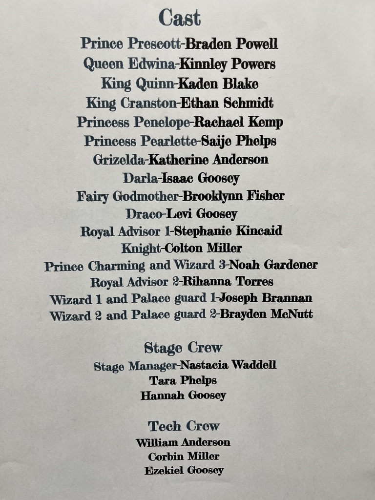Cast and Crew List
